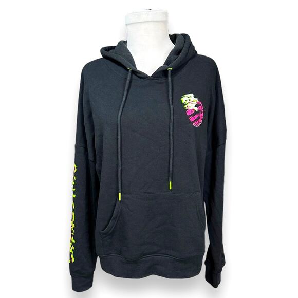 Black Vitriol crash and burn hoodie sweatshirt neon pink green size Medium - Picture 1 of 6